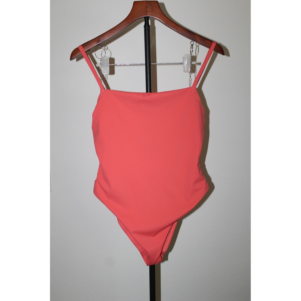 Negative Underwear Swim Straight One Piece Swimsuit Coral Pink Square Neck M